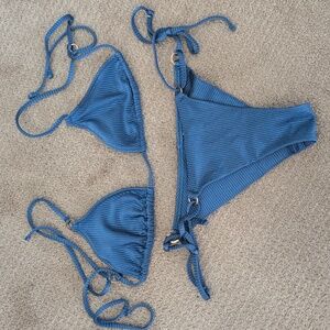 Aerie Shine Rib String Triangle Bikini